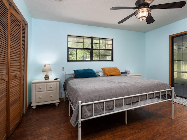 113 Myrtlewood Point Rd, East Palatka, FL 32131 - bedroom with wood finished floors, a closet, multiple windows, and ceiling fan