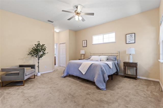 8360 SW 74th Pl, Gainesville, FL 32608 - bedroom featuring carpet flooring, baseboards, a closet, and ceiling fan
