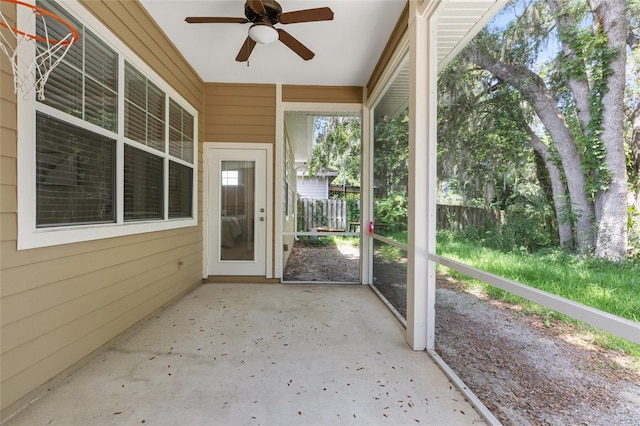 8360 SW 74th Pl, Gainesville, FL 32608 - unfurnished sunroom featuring ceiling fan