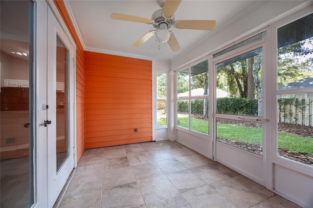 8103 SW 71st Ln, Gainesville, FL 32608 - unfurnished sunroom featuring ceiling fan