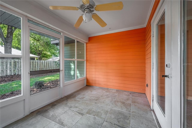 8103 SW 71st Ln, Gainesville, FL 32608 - unfurnished sunroom featuring plenty of natural light and ceiling fan