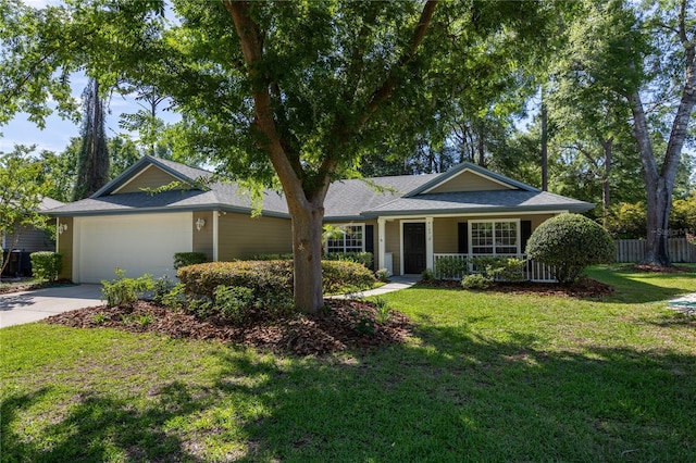 8103 SW 71st Ln, Gainesville, FL 32608 - ranch-style home with a garage, driveway, covered porch, and a shingled roof