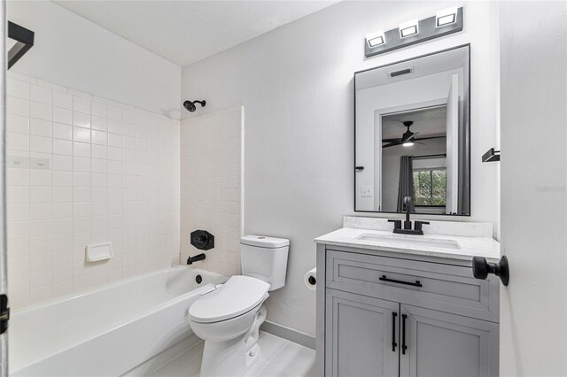 2735 SW 35th Pl Unit 1905, Gainesville, FL 32608 - full bath featuring vanity, shower / washtub combination, a ceiling fan, and tile patterned flooring