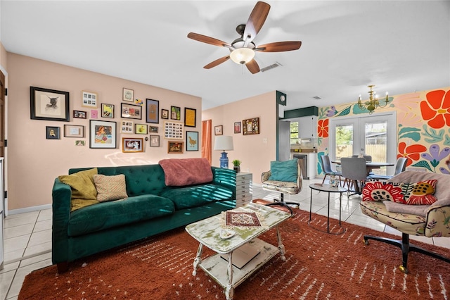 4510 NW 27th Ter, Gainesville, FL 32605 - tiled living room with ceiling fan