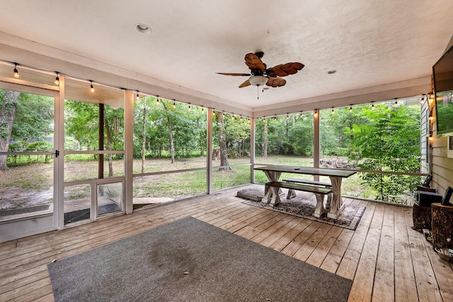 1412 SW 98th St, Gainesville, FL 32607 - unfurnished sunroom featuring a ceiling fan