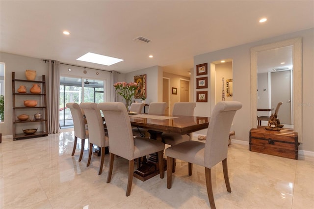 18101 Boy Scout Rd, Odessa, FL 33556 - dining room with recessed lighting, a skylight, and baseboards