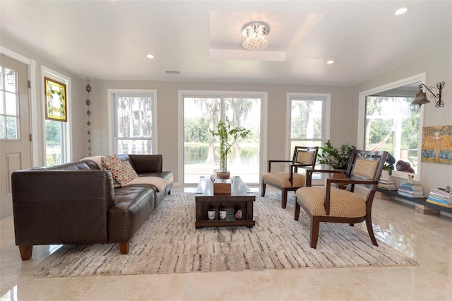 18101 Boy Scout Rd, Odessa, FL 33556 - living room with a chandelier and recessed lighting