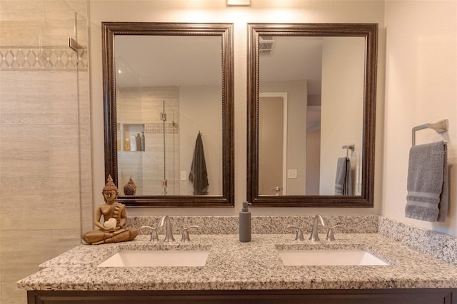 18101 Boy Scout Rd, Odessa, FL 33556 - bathroom with double vanity and a tile shower