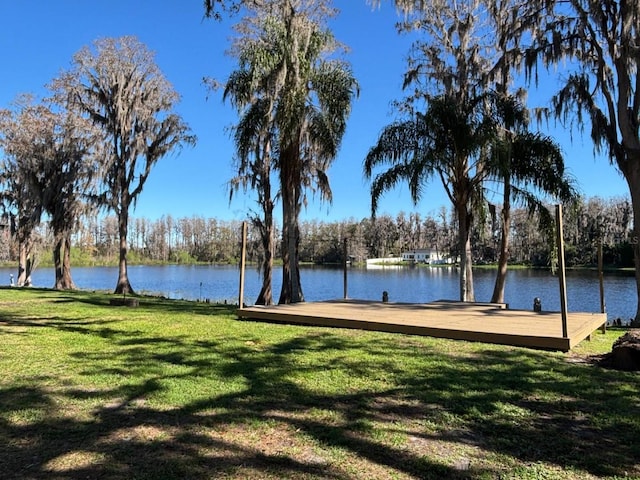18101 Boy Scout Rd, Odessa, FL 33556 - surrounding community with a lawn, a boat dock, and a water view