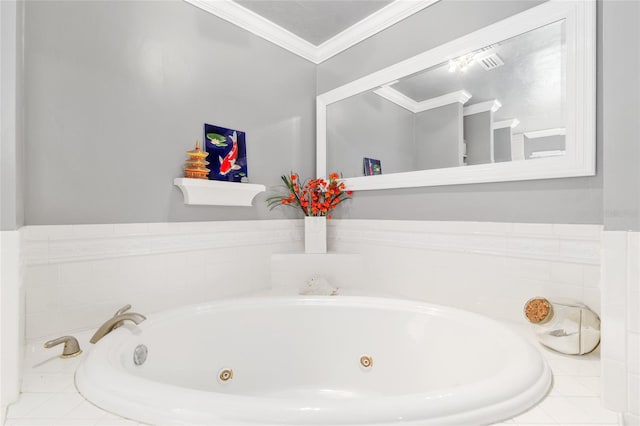 12832 SW 14th Ave, Newberry, FL 32669 - bathroom featuring a jetted tub and crown molding