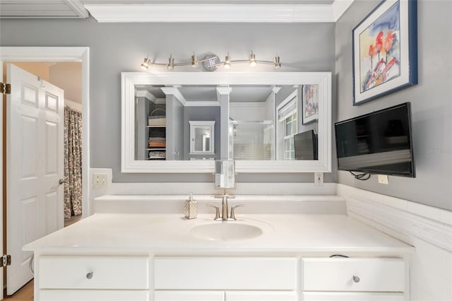 12832 SW 14th Ave, Newberry, FL 32669 - full bath featuring vanity, a shower, and crown molding