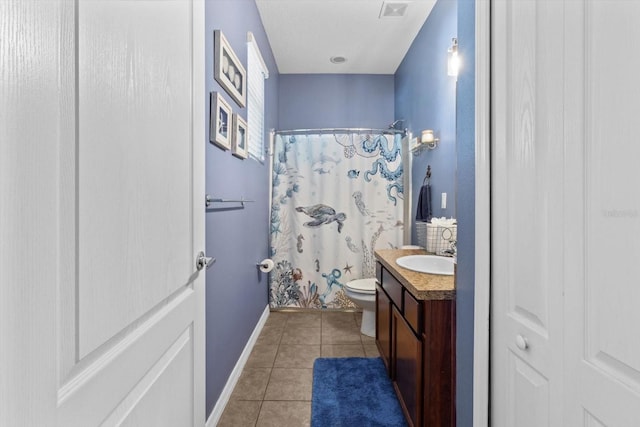 13365 Chesapeake Pl, Spring Hill, FL 34609 - full bath with tile patterned flooring, toilet, vanity, and a shower with shower curtain