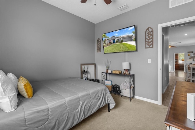 13365 Chesapeake Pl, Spring Hill, FL 34609 - bedroom featuring carpet flooring, baseboards, and a ceiling fan