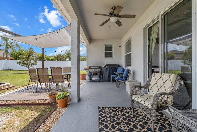 13365 Chesapeake Pl, Spring Hill, FL 34609 - view of patio / terrace with a ceiling fan, a grill, and outdoor dining space