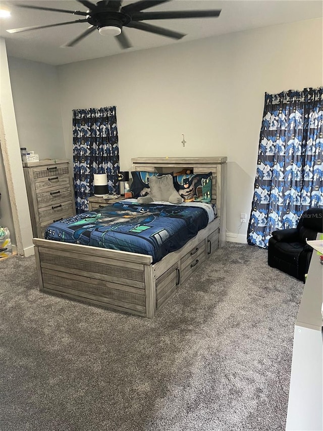 2518 Sunset Ln, Lutz, FL 33559 - carpeted bedroom with a ceiling fan and baseboards