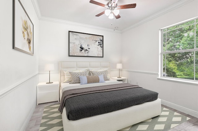 7909 SW 87th Ter, Gainesville, FL 32608 - bedroom with ornamental molding and ceiling fan