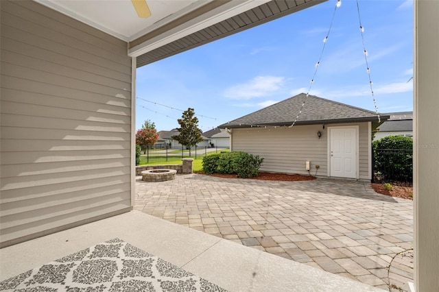 2898 SW 117th Way, Gainesville, FL 32608 - view of patio / terrace with an outdoor fire pit and ceiling fan