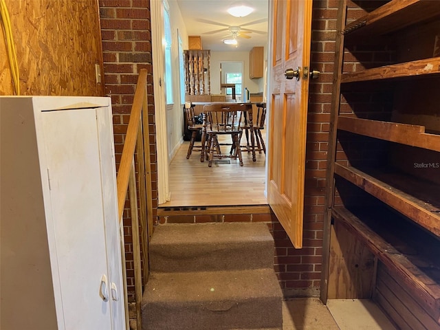 16431 NW US Highway 441, Alachua, FL 32615 - stairway featuring wood finished floors and a ceiling fan