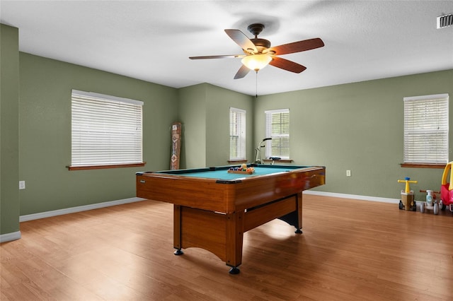 1827 SW Shiloh St, Fort White, FL 32038 - playroom with billiards table, baseboards, light wood finished floors, and a ceiling fan