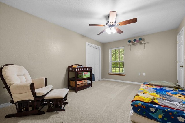 1827 SW Shiloh St, Fort White, FL 32038 - carpeted bedroom featuring baseboards, a closet, and ceiling fan
