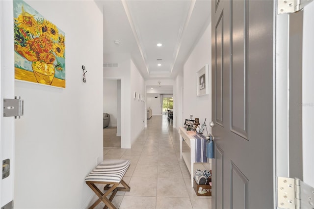 5604 SW 215th Ter, Newberry, FL 32669 - corridor with light tile patterned floors and recessed lighting