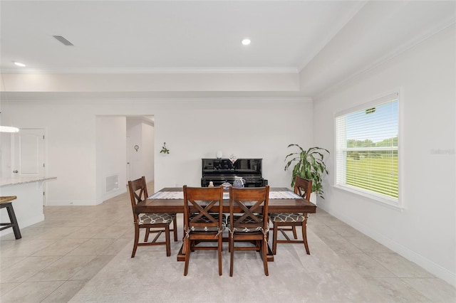 5604 SW 215th Ter, Newberry, FL 32669 - dining room with crown molding, light tile patterned floors, and recessed lighting
