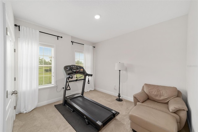 5604 SW 215th Ter, Newberry, FL 32669 - workout room with carpet flooring and recessed lighting