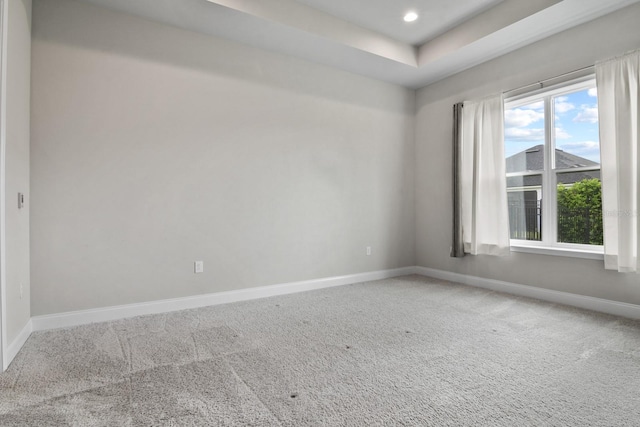 3520 SW 120th Dr, Gainesville, FL 32608 - spare room featuring carpet floors, a tray ceiling, and recessed lighting