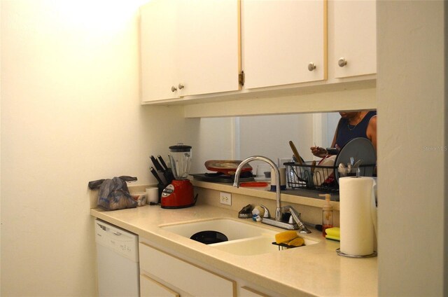 3800 SW 20th Ave Unit 405, Gainesville, FL 32607 - kitchen with white dishwasher, a sink, light countertops, and white cabinets