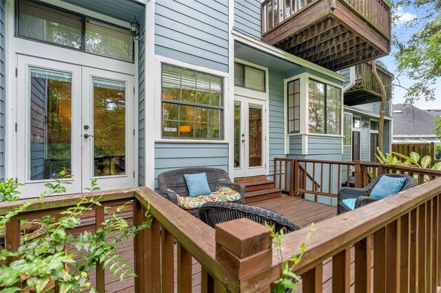5328 NW 9th Ln, Gainesville, FL 32605 - wooden deck featuring french doors