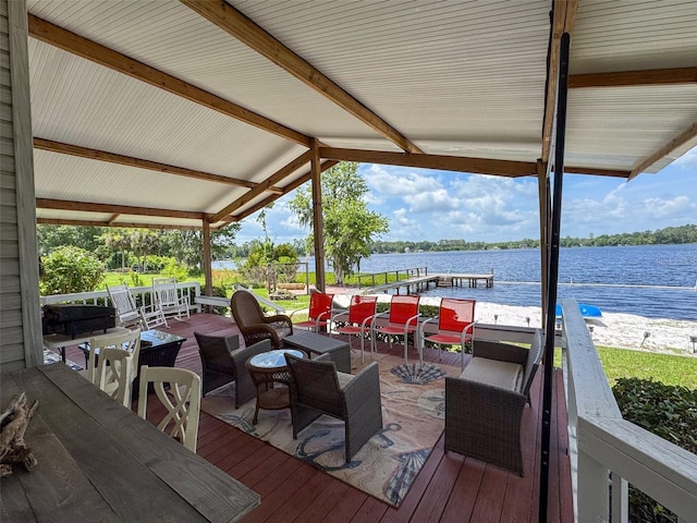 131 Ida Blvd, Interlachen, FL 32148 - wooden deck featuring a water view and outdoor lounge area