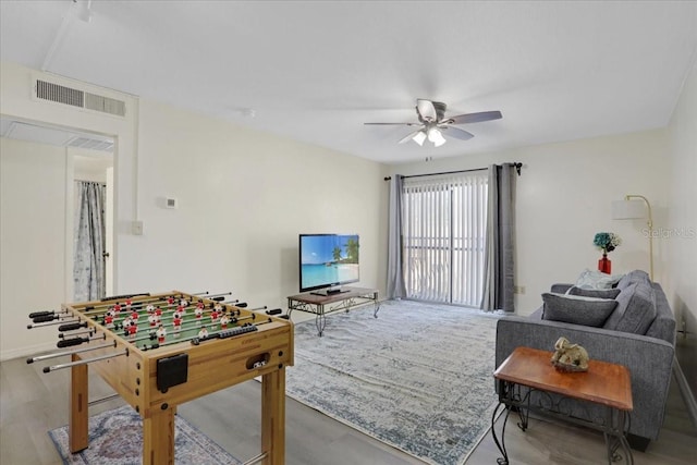 1700 SW 16th Ct Unit E30, Gainesville, FL 32608 - game room featuring a ceiling fan and wood finished floors