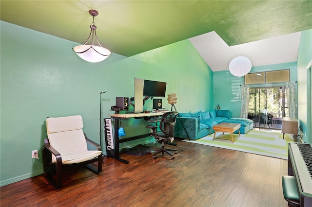 3958 NW 27th Ln, Gainesville, FL 32606 - home office with wood-type flooring and vaulted ceiling