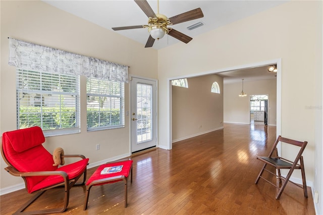 6033 NW 36th Dr, Gainesville, FL 32653 - sitting room with ceiling fan and wood finished floors