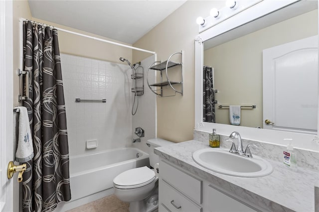 6033 NW 36th Dr, Gainesville, FL 32653 - full bathroom with vanity, shower / tub combo, and tile patterned flooring