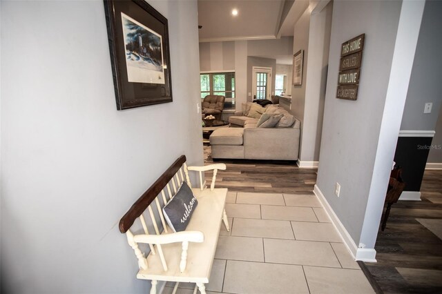 2361 Sandy Run Dr N, Middleburg, FL 32068 - corridor with tile patterned floors and ornamental molding