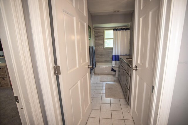 2361 Sandy Run Dr N, Middleburg, FL 32068 - full bath featuring tile patterned floors, vanity, and shower / bathtub combination with curtain