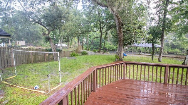 2361 Sandy Run Dr N, Middleburg, FL 32068 - wooden terrace with a fenced backyard