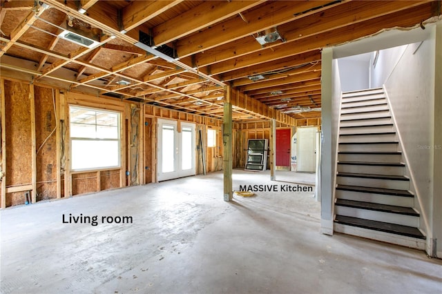 14727 SW 92nd St, Lake Butler, FL 32054 - basement featuring stairway
