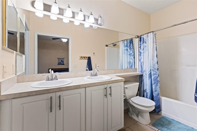 13200 W Newberry Rd Unit T110, Newberry, FL 32669 - bathroom with tile patterned floors, double vanity, and shower / tub combo with curtain