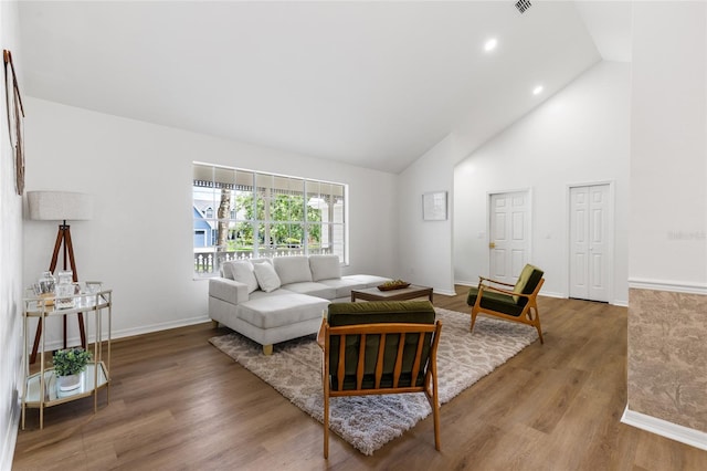 10943 NW 34th Pl, Gainesville, FL 32606 - living area featuring wood finished floors and high vaulted ceiling