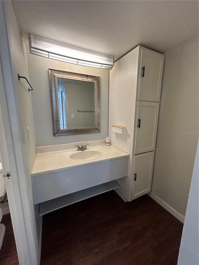 2811 SW Archer Rd Unit X203, Gainesville, FL 32608 - bathroom featuring wood finished floors, vanity, and a textured ceiling