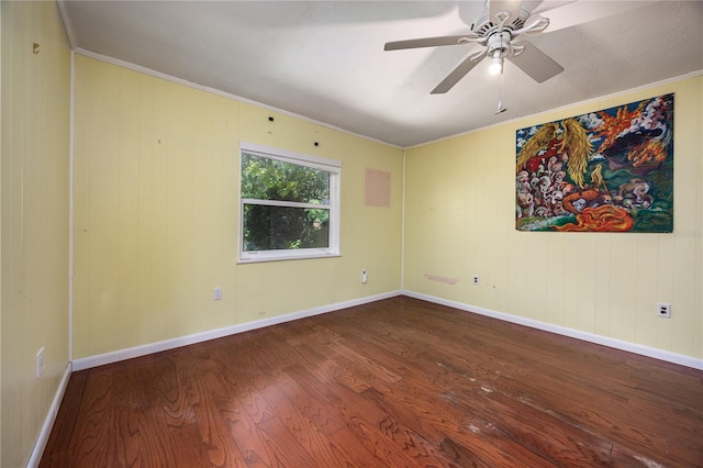 1814 NE 7th St, Gainesville, FL 32609 - unfurnished room featuring wood finished floors, ornamental molding, and ceiling fan