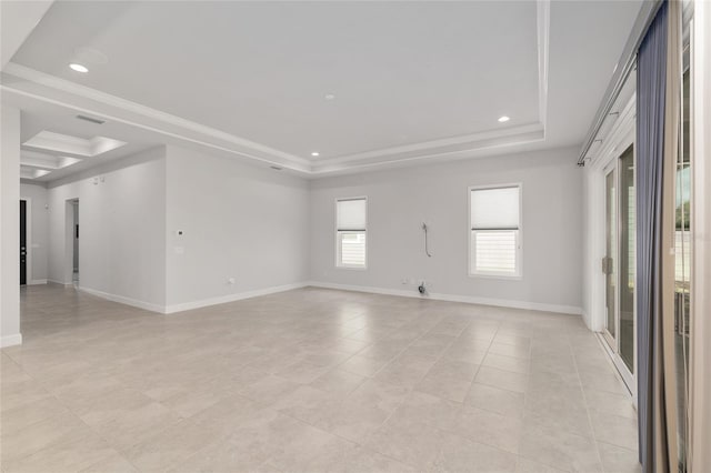11890 SW 33rd Ln, Gainesville, FL 32608 - unfurnished room with a raised ceiling, light tile patterned floors, and recessed lighting