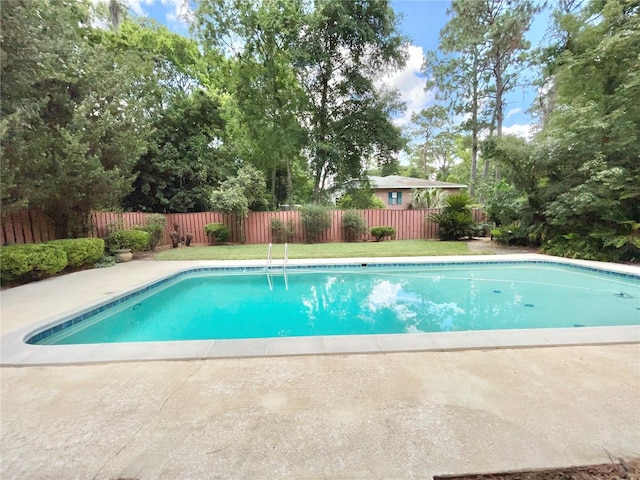2268 NW 17th Ave, Gainesville, FL 32605 - view of swimming pool featuring a fenced backyard, a patio area, and view of wooded area