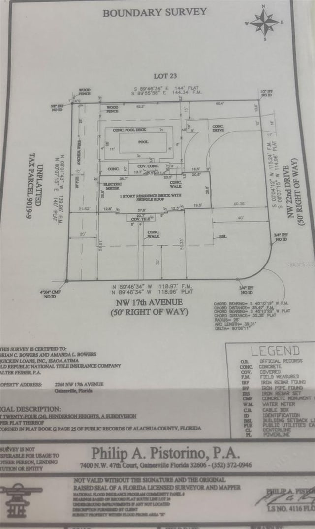 2268 NW 17th Ave, Gainesville, FL 32605 - survey map / technical document