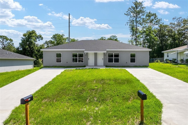 9011 N Travis Dr, Citrus Springs, FL 34434 - single story home with a front lawn, stucco siding, and driveway
