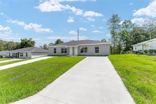9011 N Travis Dr, Citrus Springs, FL 34434 - ranch-style house featuring a front yard, driveway, and stucco siding