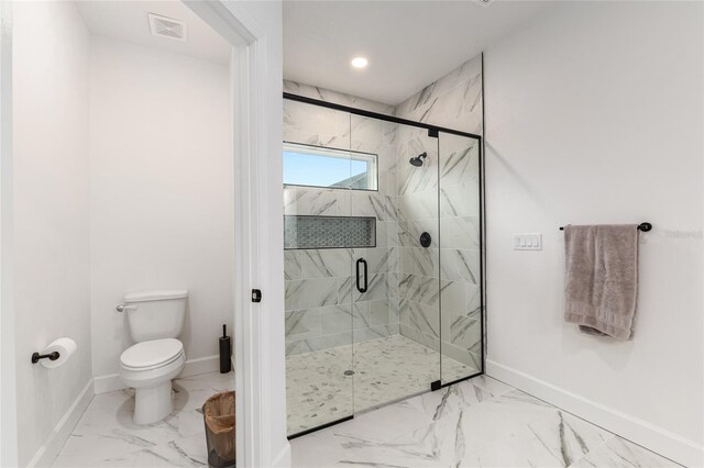 1425 SW 67th Dr, Gainesville, FL 32607 - full bath with marble look tiles, a marble finish shower, and recessed lighting