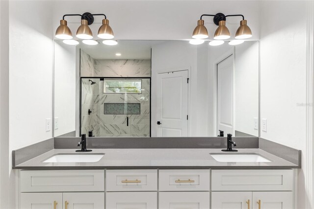 1425 SW 67th Dr, Gainesville, FL 32607 - full bathroom featuring a marble finish shower and double vanity